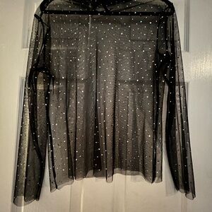 Sheer Black Long Sleeve Top with Glitter Dots
